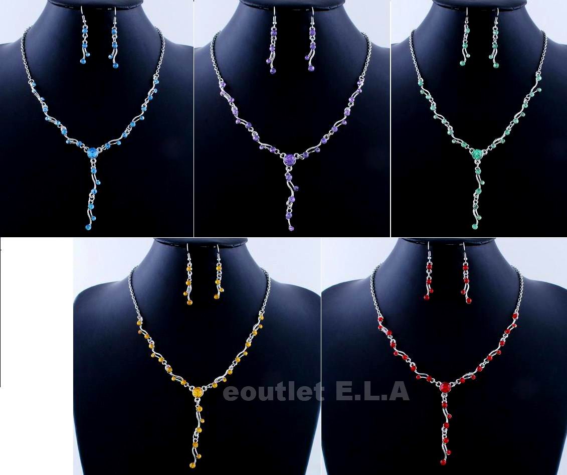 BUBBLE RHINESTONES NECKLACE N EARRINGS SET